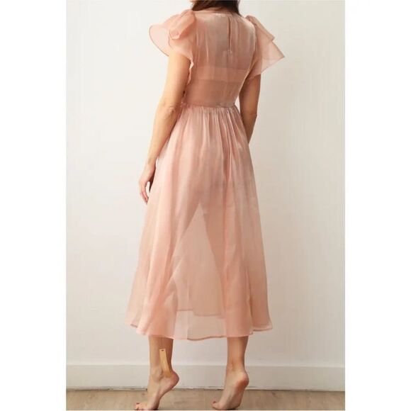 NWT Reformation Glory Sheer Organza Midi Dress In Ballerina Pink $278 - Picture 7 of 9